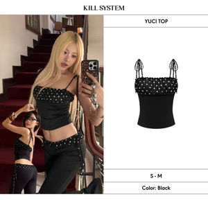 Áo 2 dây chấm bi ôm body tôn dáng YUCI - 𝐊𝐈𝐋𝐋 𝐒𝐘𝐒𝐓𝐄𝐌