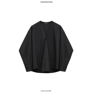 HYPNOTISM | LOW COLLAR SHIRT - Áo tay dài cổ V, form rộng tối giản