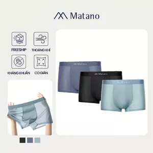 COMBO 3 Quần Boxer Nam Lụa Băng Thông Hơi Matano QL066 thông thoáng, mềm mại, co giản, kháng khuẩn, thấm hút mồ hôi