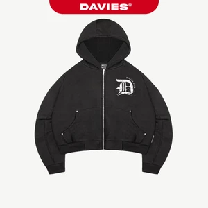 Áo khoác hoodie zip nam nữ mũ to DAVIES hoạ tiết hình in lụa 2 mặt viền tay đính nút kim loại bo chun Medievel | D-HD6