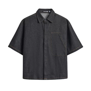 Áo sơ mi raw denim ngắn tay cao cấp - Ivankov Sunday Pocket Button Shirt Raw Denim