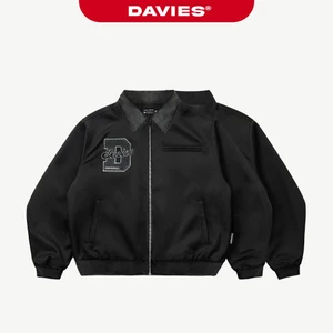 Áo khoác nam nữ local brand DAVIES cổ bẻ màu đen vải kaki, dù 2 lớp form rộng Classic Jacket