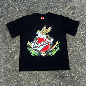 Áo thun Unicorn Tee - HIGHCLUB Tay lỡ cổ tròn màu ĐEN - UNISEX