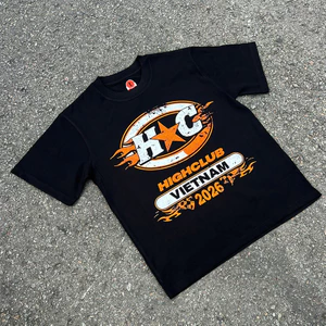 Áo thun HC RACING TEAM Tee - HIGHCLUB Tay lỡ cổ tròn màu ĐEN - UNISEX
