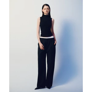 Eleven - Quần Tây Unisex Nam Nữ Ống Rộng Xếp Ly | Màu Đen