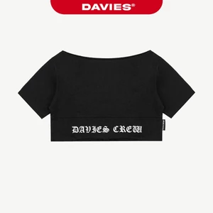 Áo thun croptop nữ form rộng DAVIES cổ ngang rộng chất liệu nỉ chân cua hình in chữ cá tính Legacy Croptop | D-T49-D