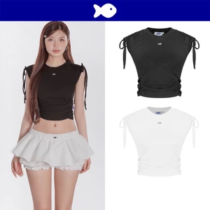 Áo ba lỗ nữ DKMV màu trắng, đen form croptop cổ tròn có dây nơ đáng yêu Kaytlyn Tops | K-T1