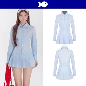 Đầm nữ cổ polo tay dài DKMV dáng váy xếp ly xinh xắn hoạ tiết phối ren điệu đà có quần bảo hộ Eun Ji Dress | K-D26