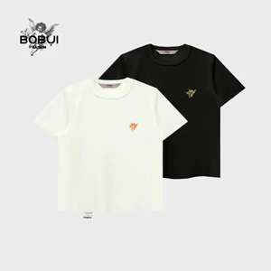 Áo thun Baby Vải Slub BOBUI Basic thêu logo Angel