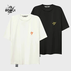 Áo thun Vải Slub BOBUI Basic thêu logo Angel