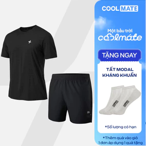 [TẶNG TẤT]Set GYM Áo thun thể thao Melange Exdry và Quần Short 5 inch Essentials co giãn Coolmate