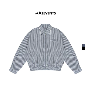 Áo Khoác Levents Striped Boxy Khaki Jacket Poly Pha Cotton Cứng Cáp