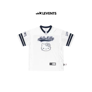 Levents® x Hello Kitty | Áo Jersey Champion Oversized Jersey/ White Thun Lưới Thái Và Tricot Bóng