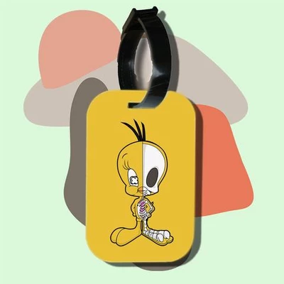 Thẻ hành lý cho túi xách balo du lịch in hình Half Skeleton series - Tweety half (nhiều màu)