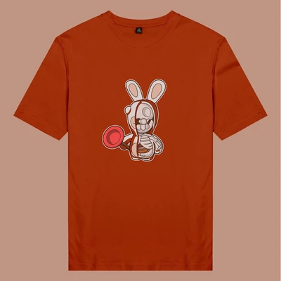 Áo thun tay ngắn unisex Chodole cho cả nam và nữ, chất liệu vải cotton in hình Half Skeleton series - Rabbit