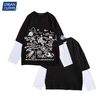 Áo Thun Nam Tay Dài Form Rộng URBAN OUTFITS Cổ Tròn Unisex Big Size Lớn 100kg In Phi Hành Gia 100% Cotton OUTFIT TDO04