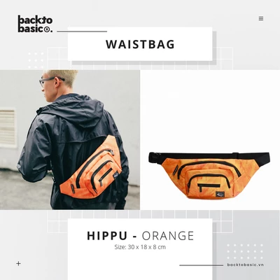 Túi bao tử - Túi đeo hông cao cấp Back To Basic - Hippu II Orange chống thấm tốt, 11 ngăn