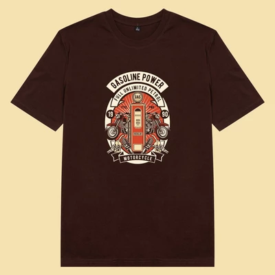 Áo thun tay ngắn unisex Chodole cho cả nam và nữ, chất liệu vải cotton in chữ Biker - Gasoline Power