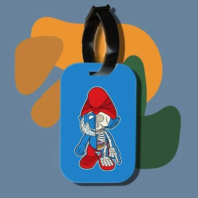 Thẻ hành lý cho túi xách balo du lịch in hình Half Skeleton - Smurf (nhiều màu)