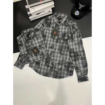 Áo sơ mi caro nam tay dài áo kẻ caro xám loang màu vải mềm không nhăn, thiết kế trẻ trung unisex cho cả nam và nữ