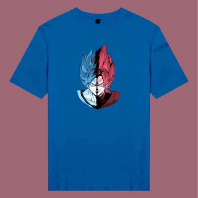 Áo thun ngắn tay unisex Chodole cho cả nam và nữ, chất liệu vải cotton in cotton in hình Dragonball - Blue Vs Rose