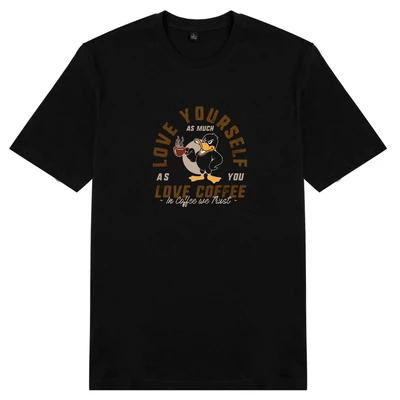 Áo thun unisex cotton in hình Love yourself as you love your coffee (nhiều màu)