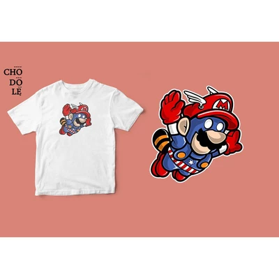 Áo thun tay ngắn unisex Chodole cho cả nam và nữ, chất liệu vải cotton in hình Super Heroes Series - Captain Mario