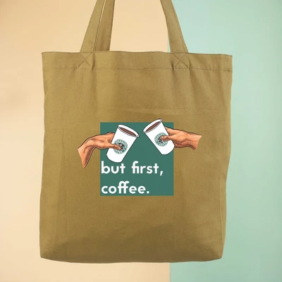 Túi vải tote bag của Chodole chất liệu túi canvas vải bố đẹp in hình độc đáo But first, coffee