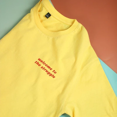 Áo thun ngắn tay unisex Chodole cho cả nam và nữ, chất liệu vải cotton in cotton 100% in chữ welcome to the struggle
