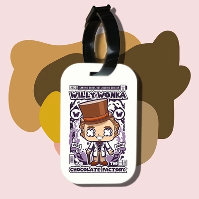 Thẻ hành lý cho túi xách balo du lịch in hình pop culture cartoon series - Willy Wonka (nhiều màu)