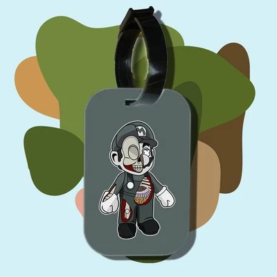 Thẻ hành lý cho túi xách balo du lịch in hình Half Skeleton - Mario (nhiều màu)
