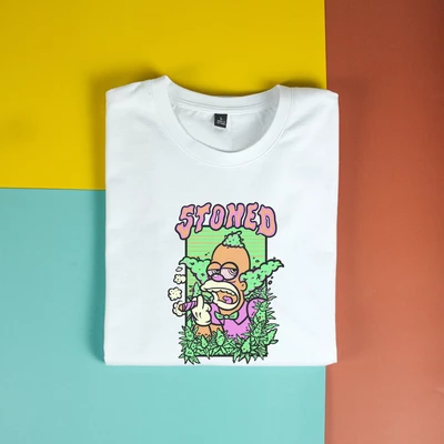 Áo thun tay ngắn unisex Chodole cho cả nam và nữ, vải cotton in hình Happy and Chill 5 (nhiều màu)