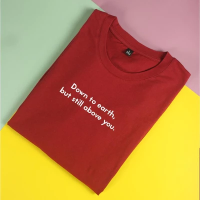 Áo thun ngắn tay unisex Chodole cho cả nam và nữ, chất liệu vải cotton in cotton 100% in quote Down to Earth