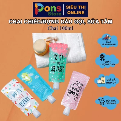 Chai Chiếc/Đựng Dầu Gội, Sữa Tắm Khi Đi Du Lịch, Công Tác 100ml - PON20