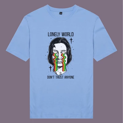 Áo thun tay ngắn unisex Chodole cho cả nam và nữ, chất liệu vải cotton in chữ Lonely World