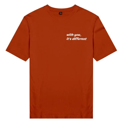 Áo thun cặp in chữ with you, it's different