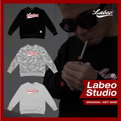 LB70 Áo sweater Logo vintage Labeo áo nỉ dáng rộng