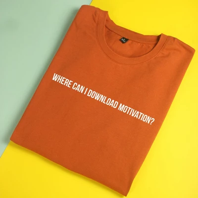 Áo thun cotton 100% in chữ Where Can I download Motivation