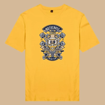 Áo thun tay ngắn unisex Chodole cho cả nam và nữ, chất liệu vải cotton in chữ Motocross Racing team