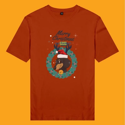 Áo thun unisex cotton 100% in hình Pet Lover Xmas - Dachshund (nhiều màu)