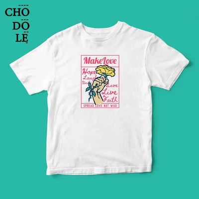 Áo thun tay ngắn unisex Chodole cho cả nam và nữ, chất liệu vải cotton in hình Make Love Not War