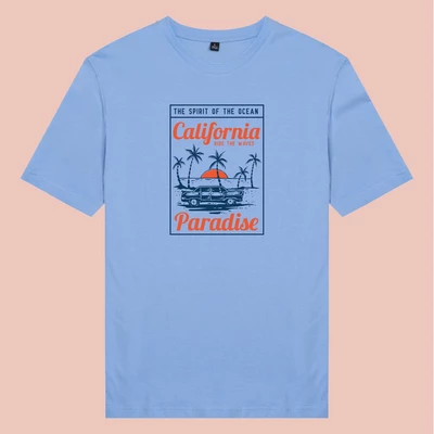 Áo thun tay ngắn unisex Chodole cho cả nam và nữ, chất liệu vải cotton in hình Beach Car - California Love