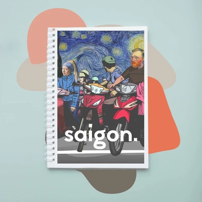 Sổ tay notebook giấy in hình Saigon Starry Night