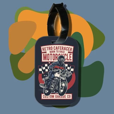 Thẻ hành lý chodole loại tag hành lý làm bằng gỗ ép cán nhựa cao cấp cho túi xách balo du lịch in hình retro cafe racer