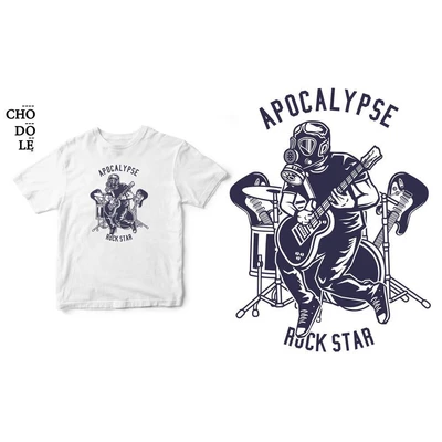 Áo thun tay ngắn unisex Chodole cho cả nam và nữ, chất liệu vải cotton in hình Apocalypse Rock Star