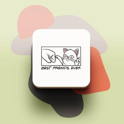Miếng lót ly uống nước chống thấm nước bảo vệ bàn khỏi đồ uống in hình dễ thương Cat Lover Best Friends Ever
