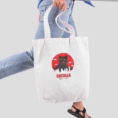 Túi vải tote bag của Chodole chất liệu túi canvas vải bố đẹp in hình độc đáo thú cưng Cat Lovers - Catzilla
