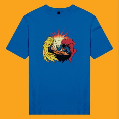  Áo thun unisex cotton in hình Dragonball - Songoku vs Superman (nhiều màu)