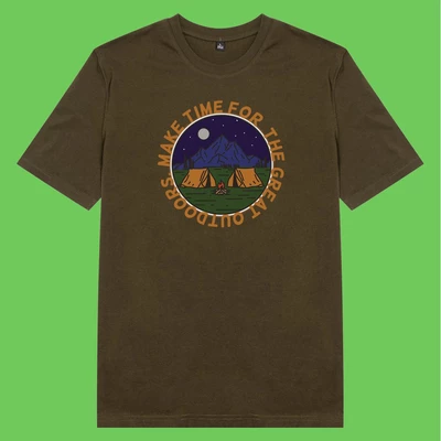 Áo thun unisex cotton in hình phim The Great Outdoor series - Night Camping (nhiều màu)