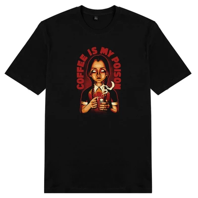 Áo thun ngắn tay unisex Chodole cho cả nam và nữ, chất liệu vải cotton in cotton in hình Coffee is my poison